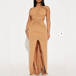 NWT Cut Out Maxi Dress - Tan